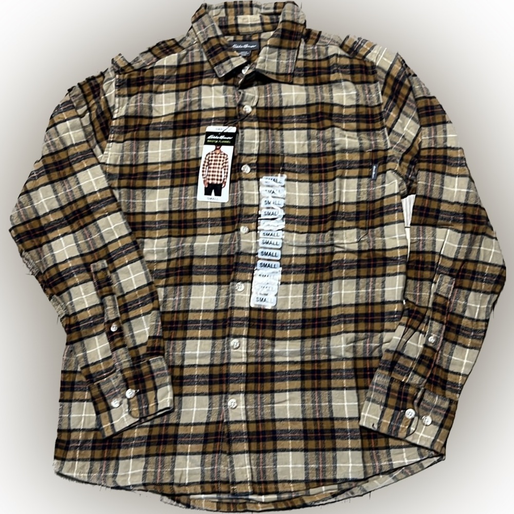 Khaki plaid, Eddie Bauer men’s shirt